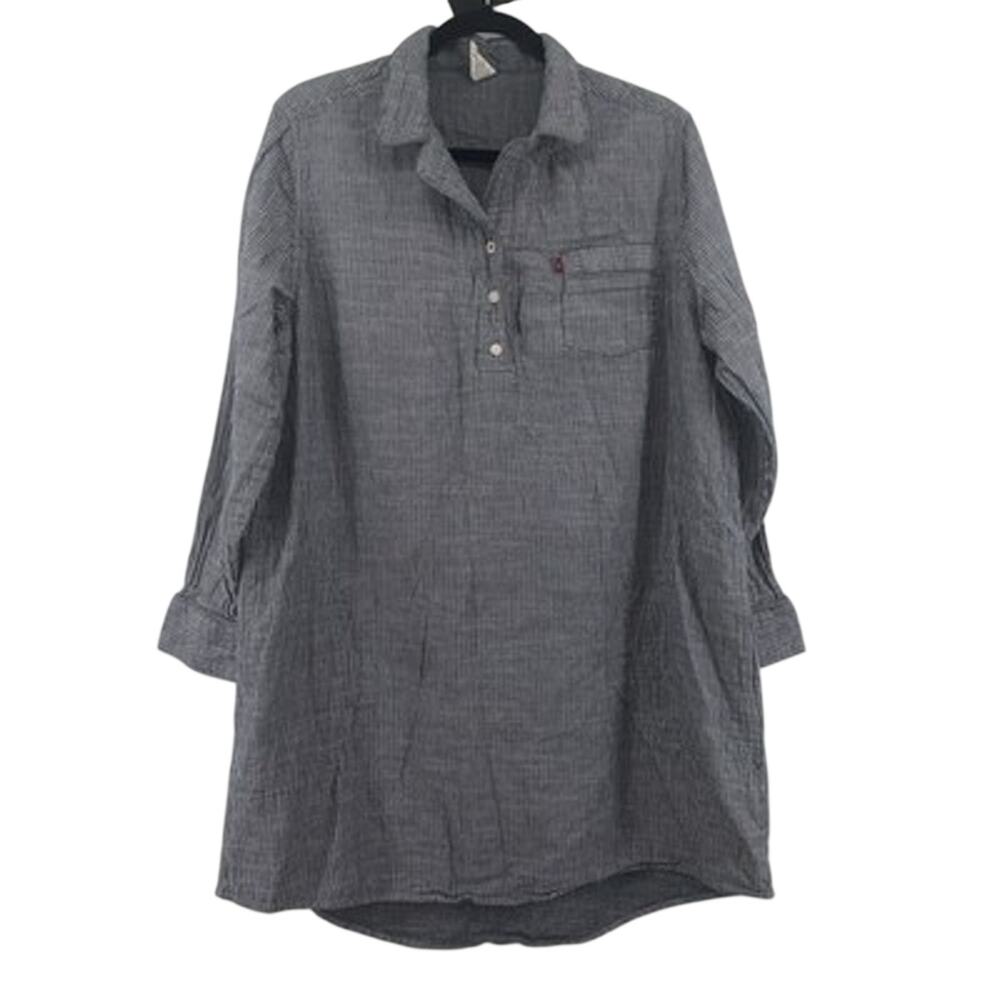 LEVI STRAUSS Railroad Pin Striped Knee Length Ladies Casual Shirt Dress XXL